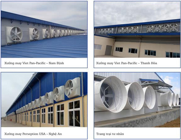 Quạt thông gió Vuông trực tiếp cánh Composite chịu ăn mòn ST Vina1